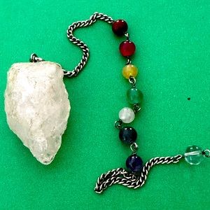 Raw Rose Quartz Pendulum with Chakra Chain